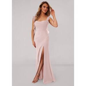 NWT Azazie x Barbie Sweetheart Pleated Chiffon Mermaid Dress Blushing Pink US A0